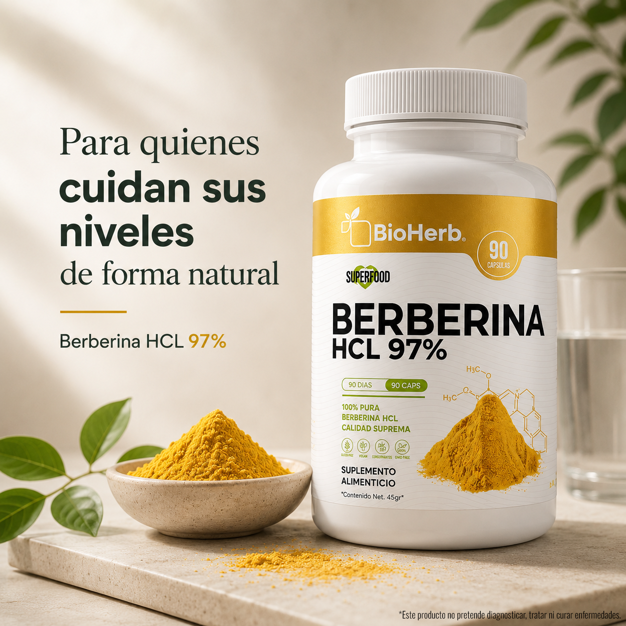 BioHerb® Berberina HCL Al 97% | Soporte Diario Azúcar y Metabolismo