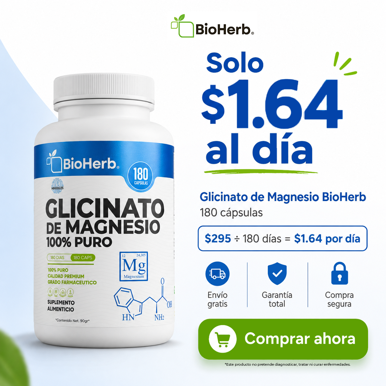 BioHerb® Glicinato de Magnesio al 16% - Maxima Bio Disponibilidad
