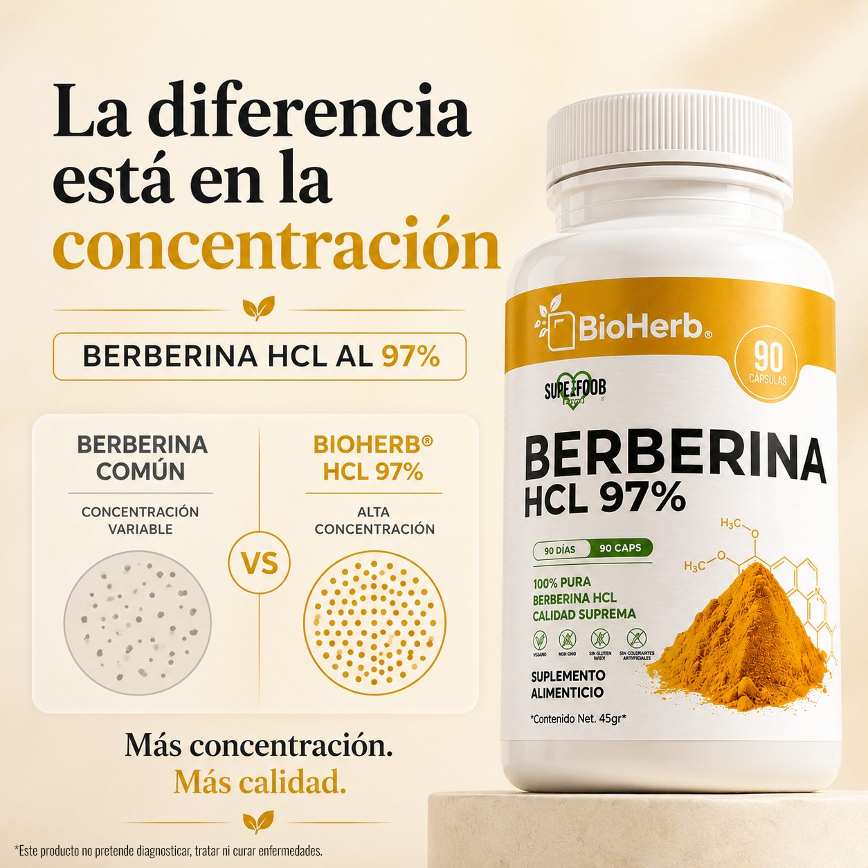 BioHerb® Berberina HCL Al 97% | Soporte Diario Azúcar y Metabolismo