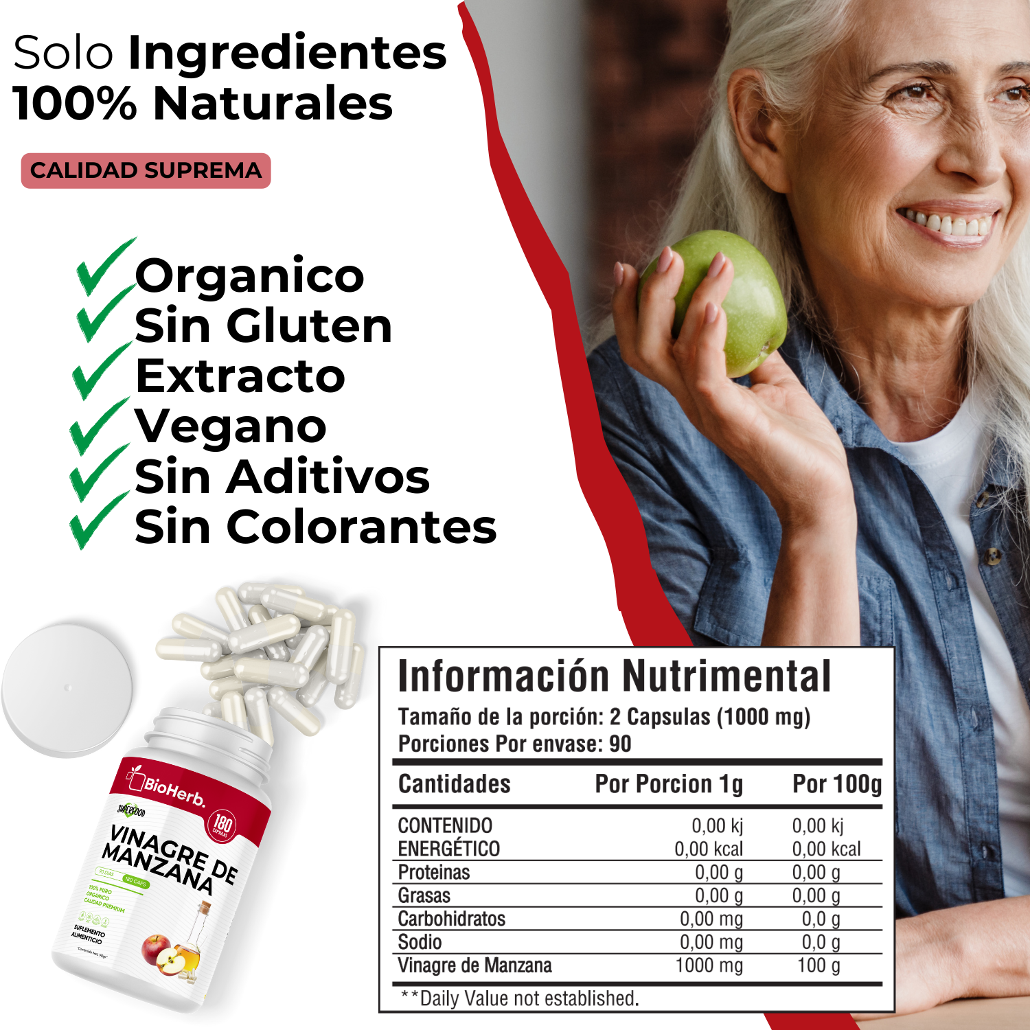 BioHerb® Vinagre de Manzana 100% puro