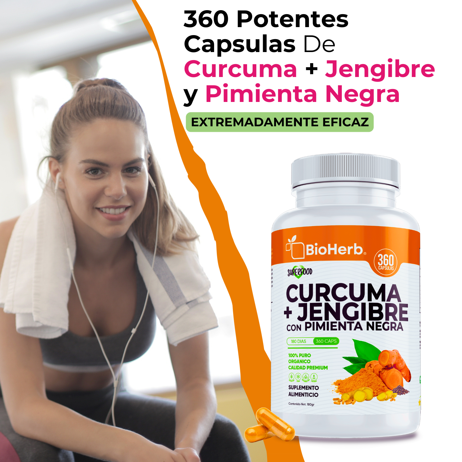 BioHerb® Cúrcuma y Jengibre con Pimienta Negra