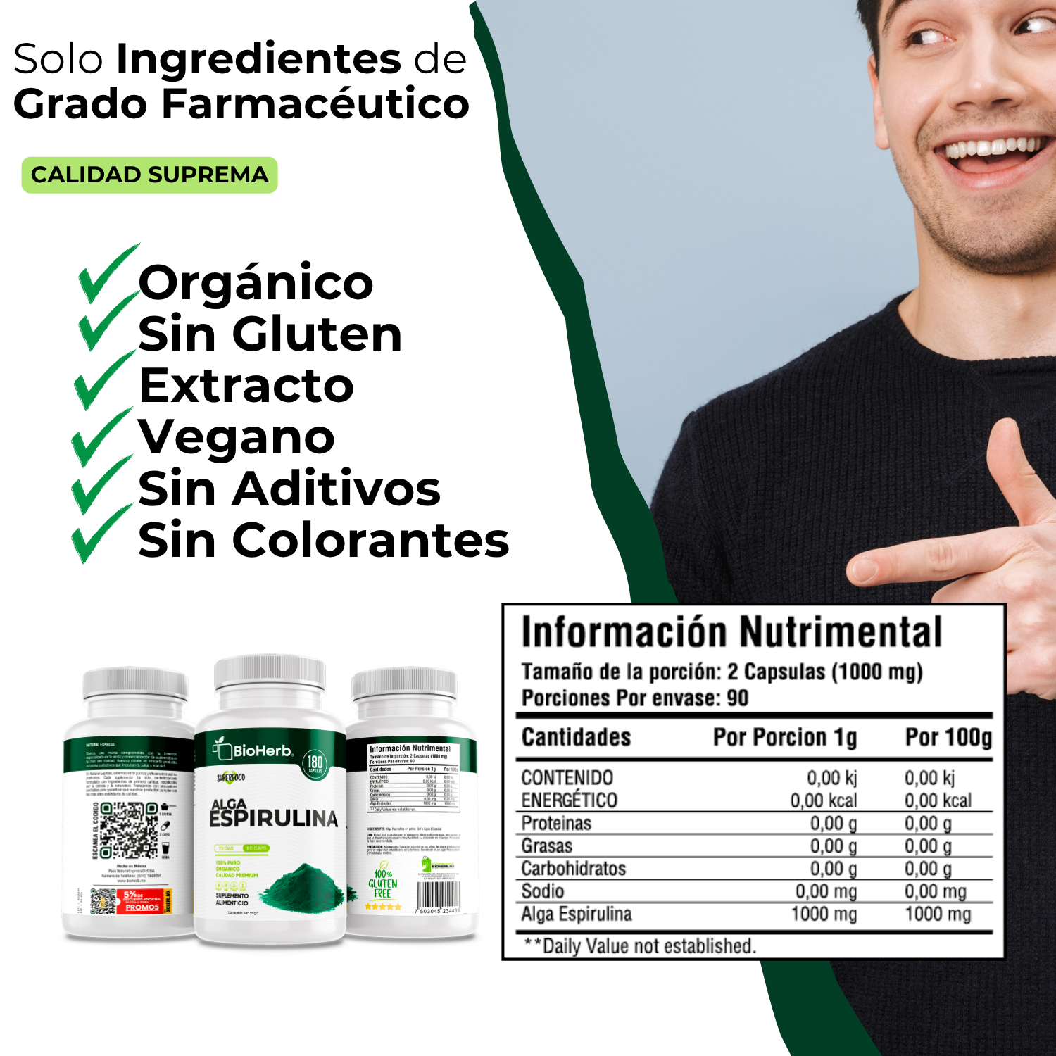 BioHerb® Espirulina Orgánica 100% Pura
