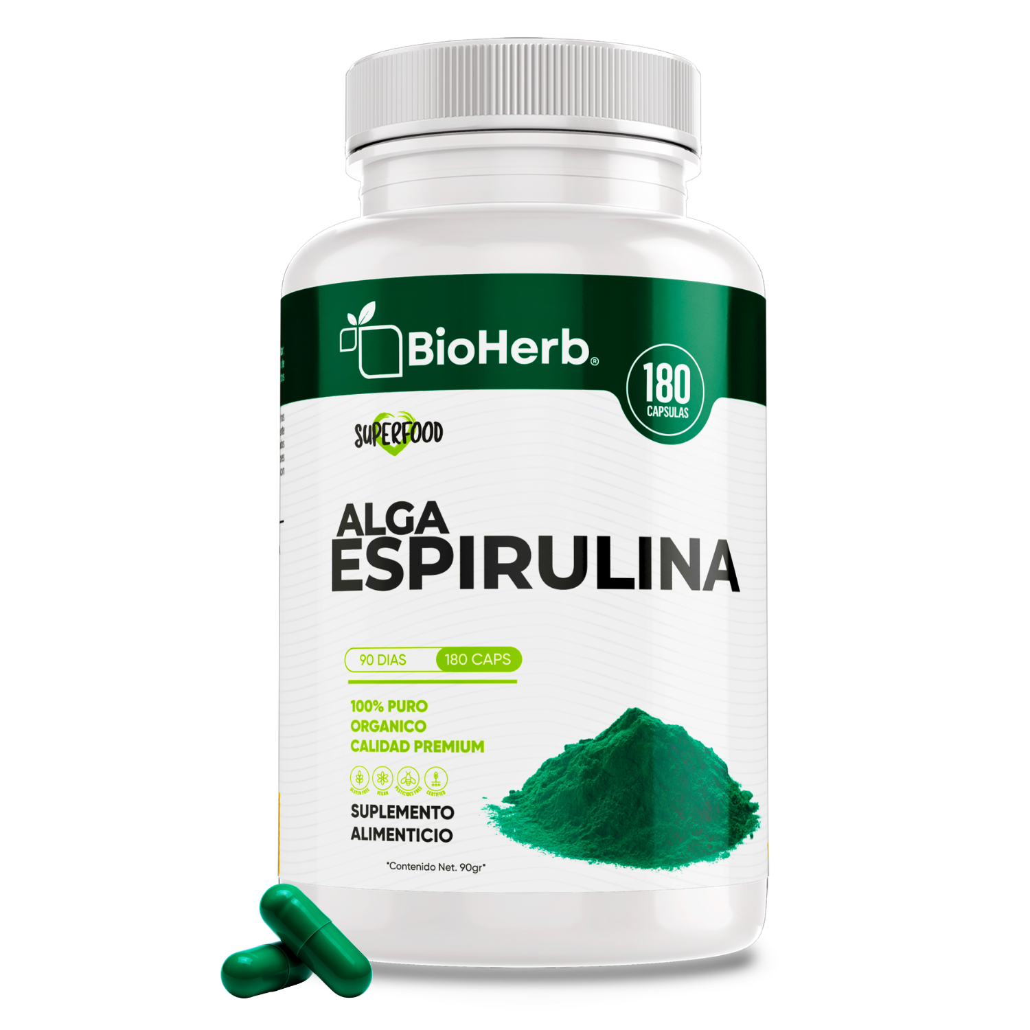 BioHerb® Espirulina Orgánica 100% Pura