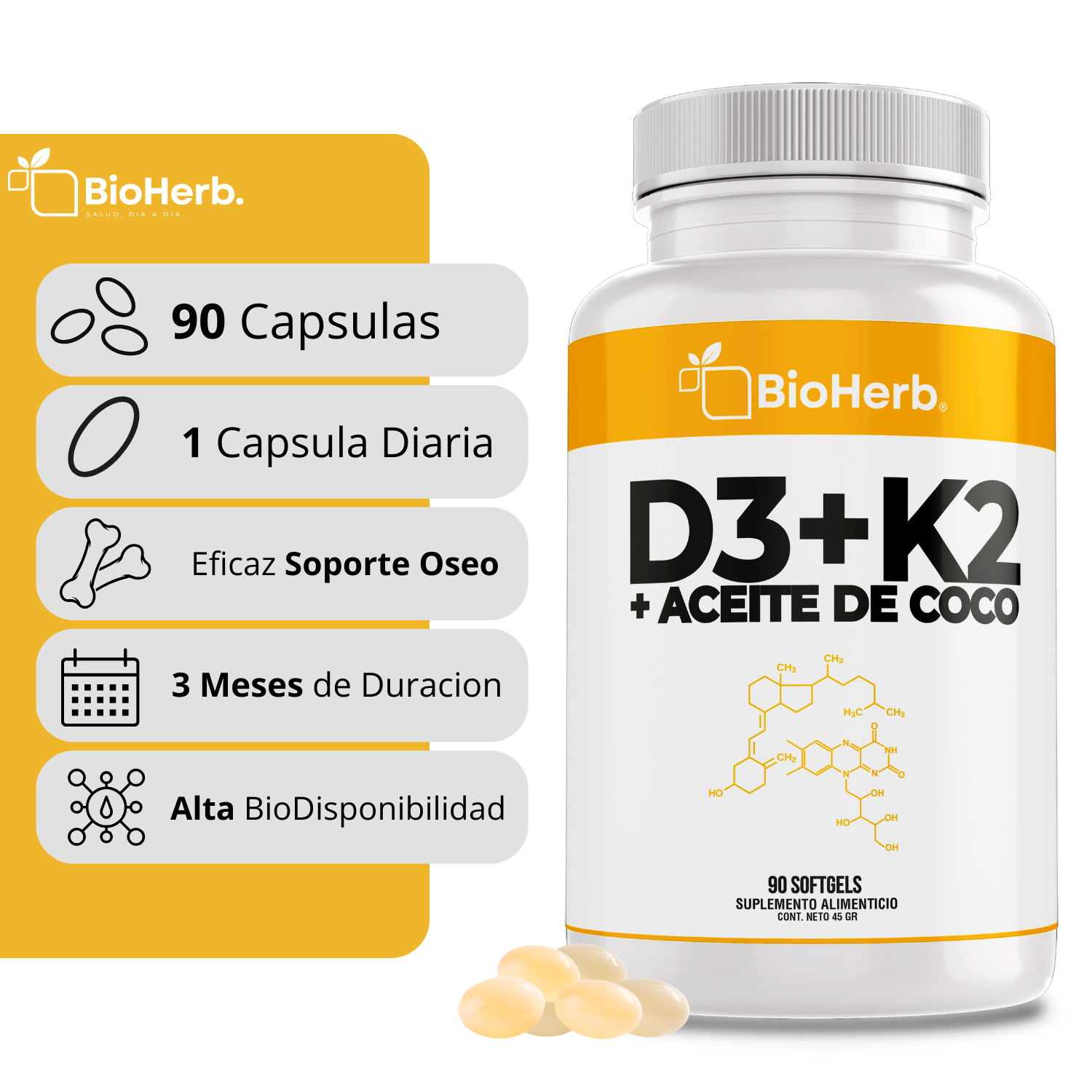 BioHerb® Vitamina D3 + K2 (MK-7)