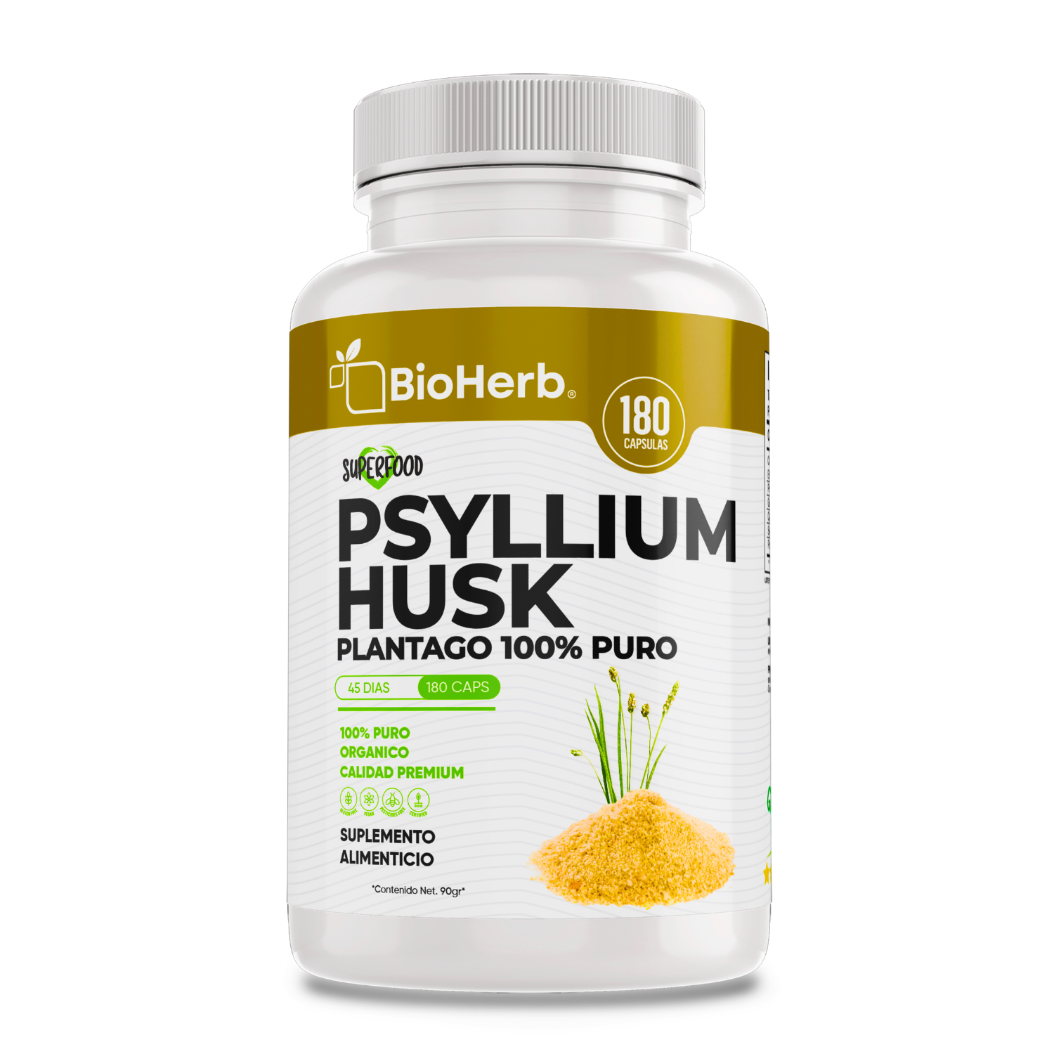 BioHerb® Psyllium Husk Plantago 100% Puro