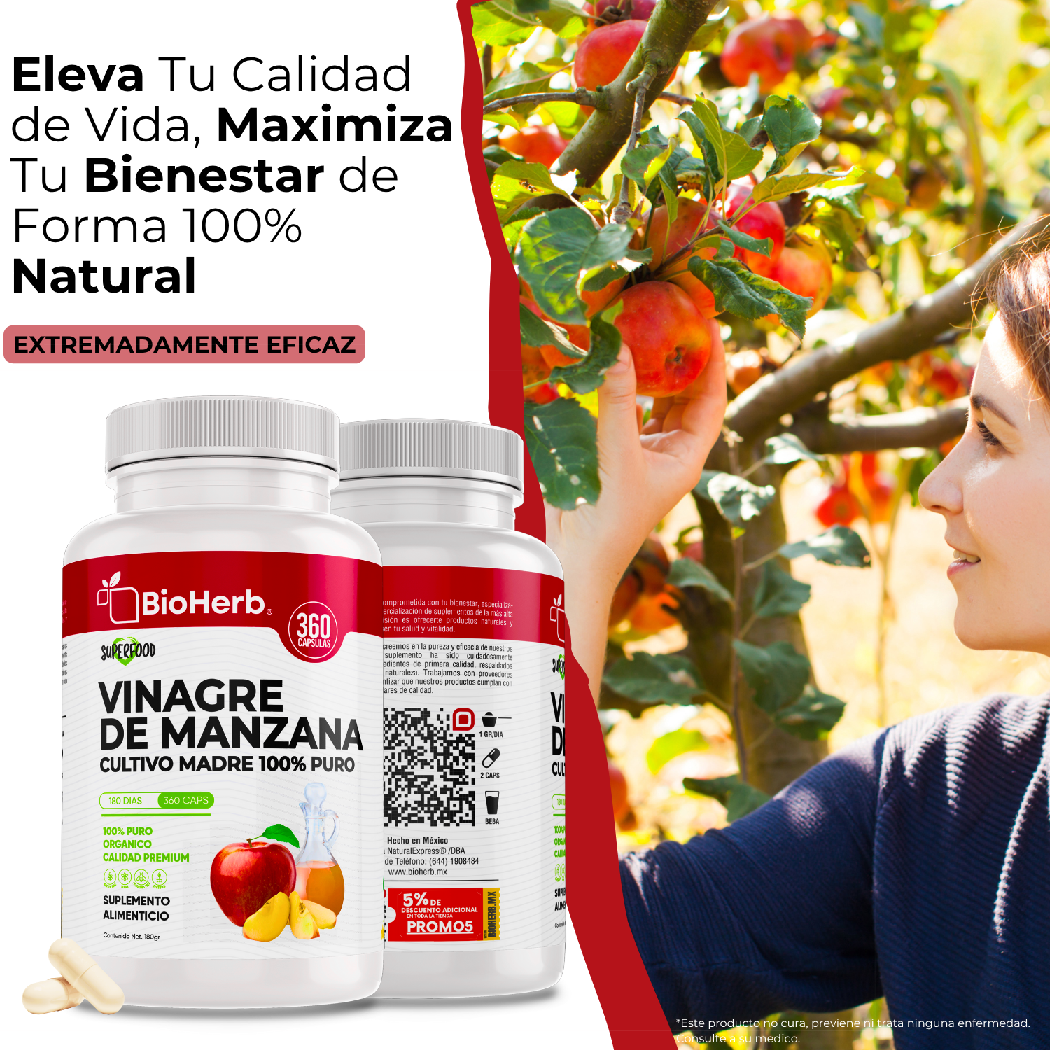 BioHerb® Vinagre de Manzana 100% puro