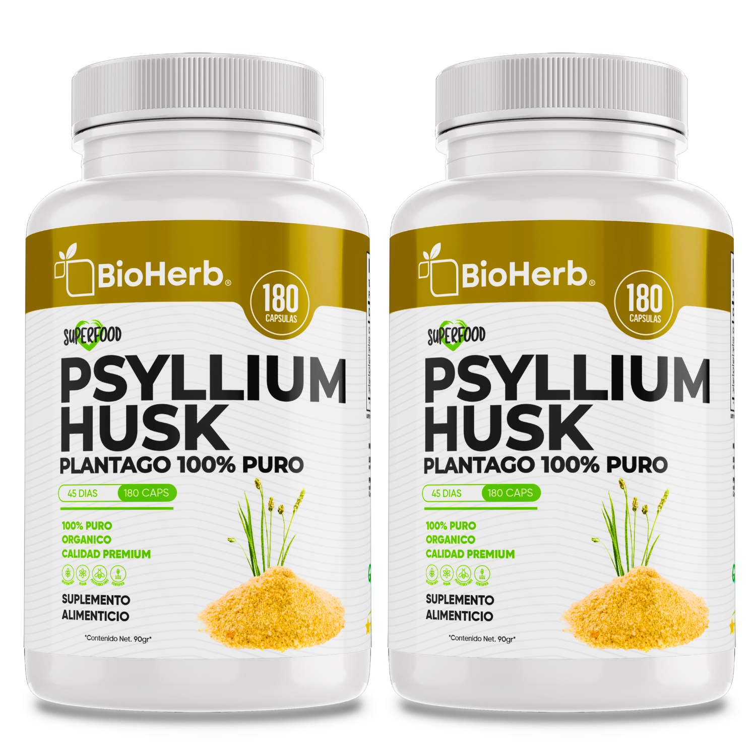 BioHerb® Psyllium Husk Plantago 100% Puro