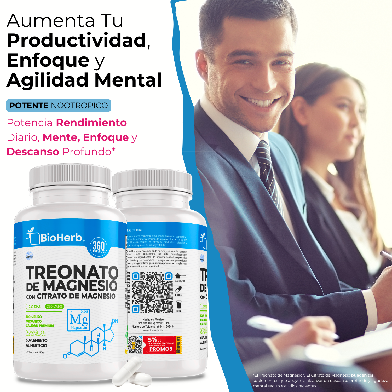 BioHerb® Treonato de Magnesio + Citrato de Magnesio