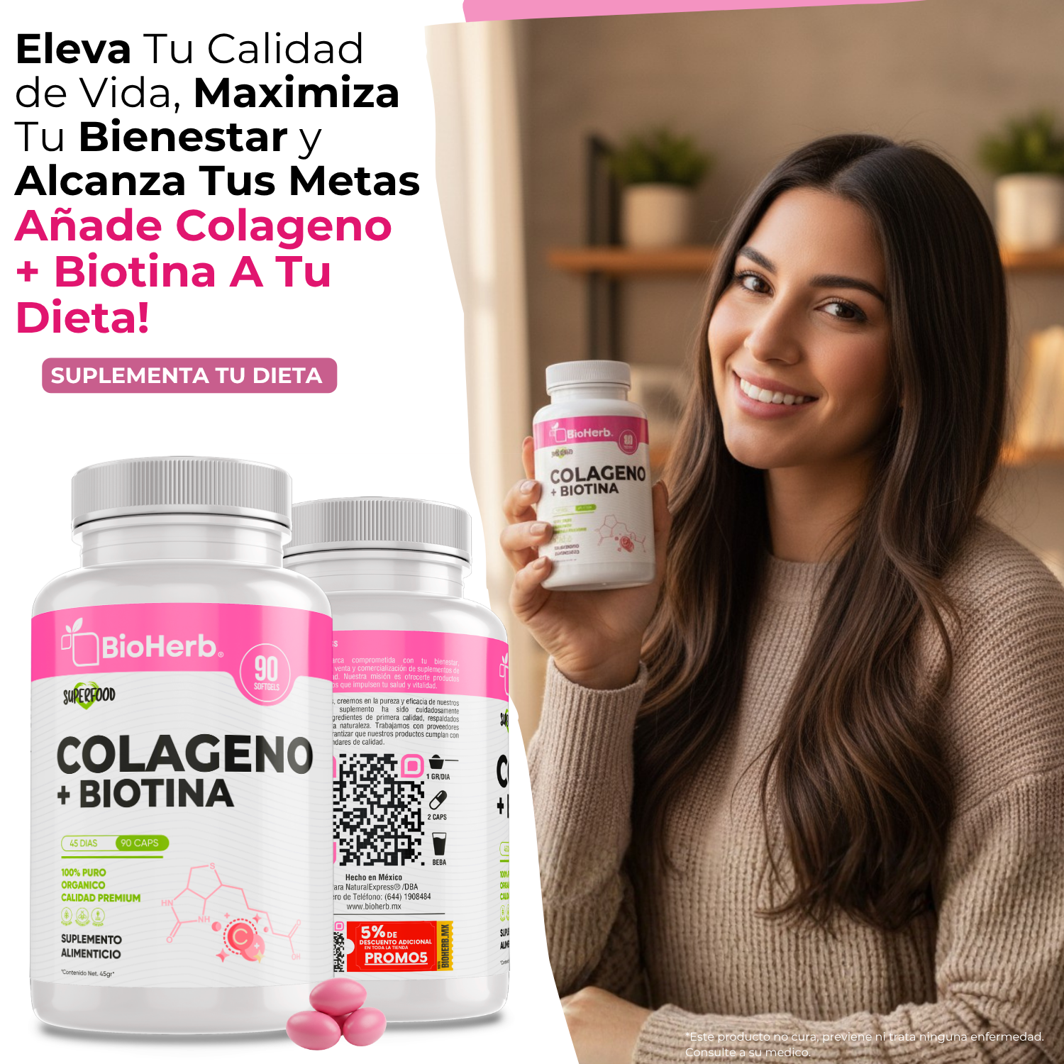 BioHerb® | Colágeno + Biotina en Softgels | Fórmula de Alta Concentración