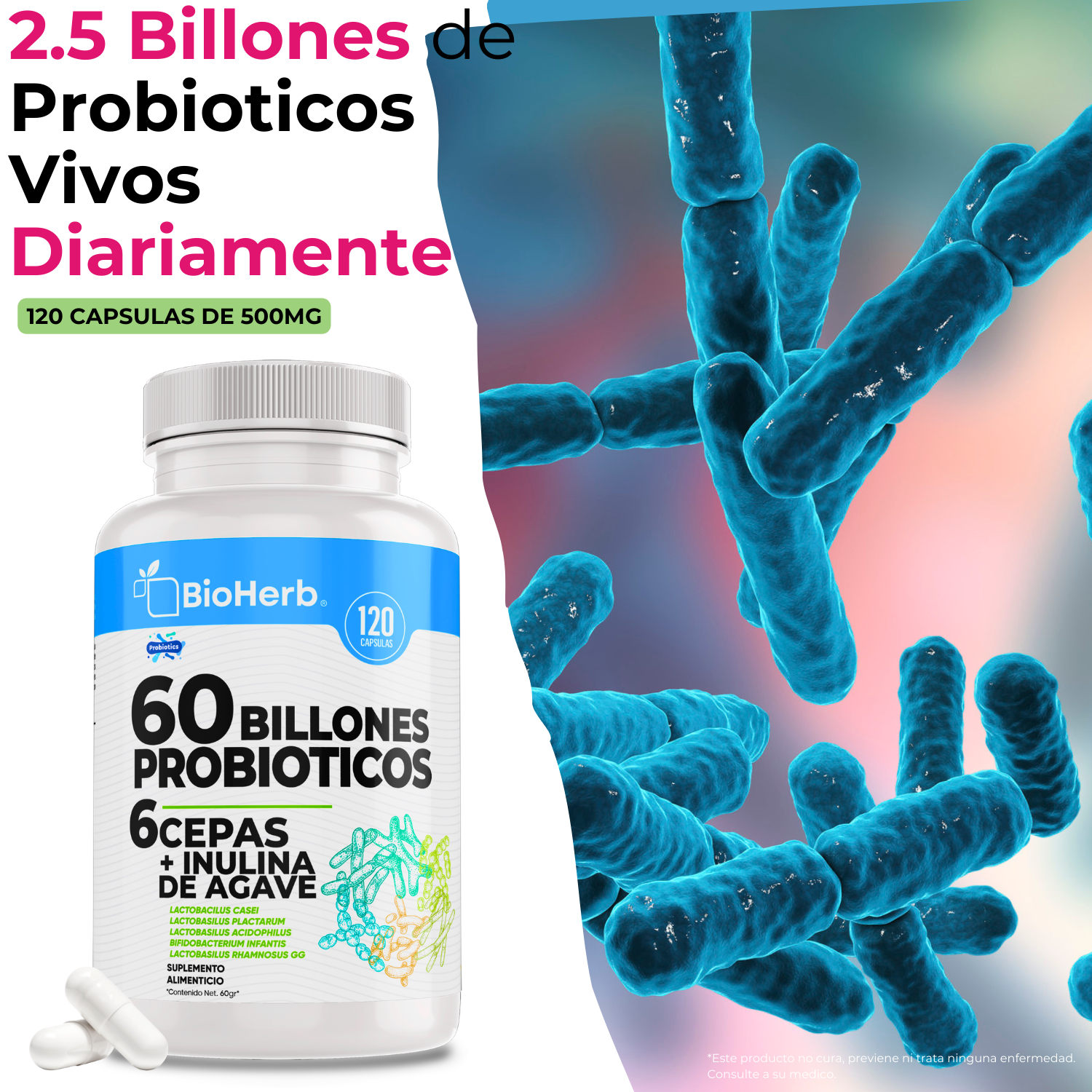BioHerb® 60 Billones De Probioticos + Inulina De Agave