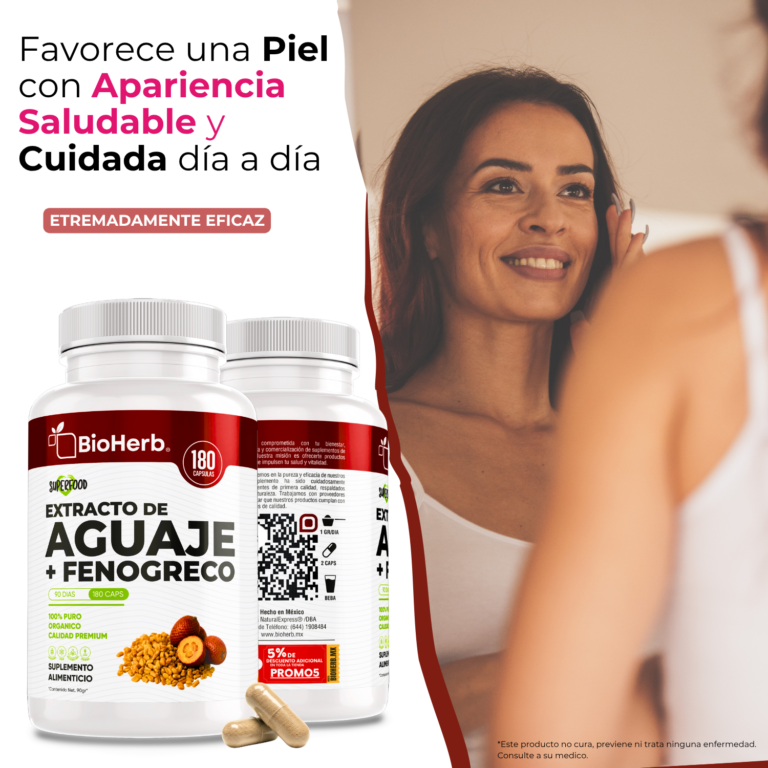 BioHerb® | Aguaje + Fenogreco | Fórmula Herbal Premium con Ingredientes de Origen Natural | 180 Cápsulas