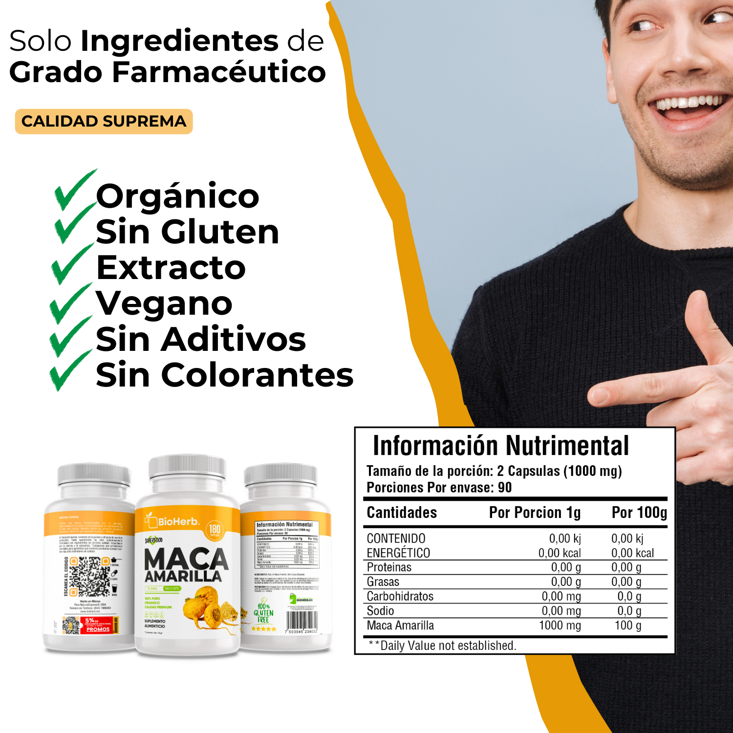 BioHerb® Maca Amarilla Peruana Organica