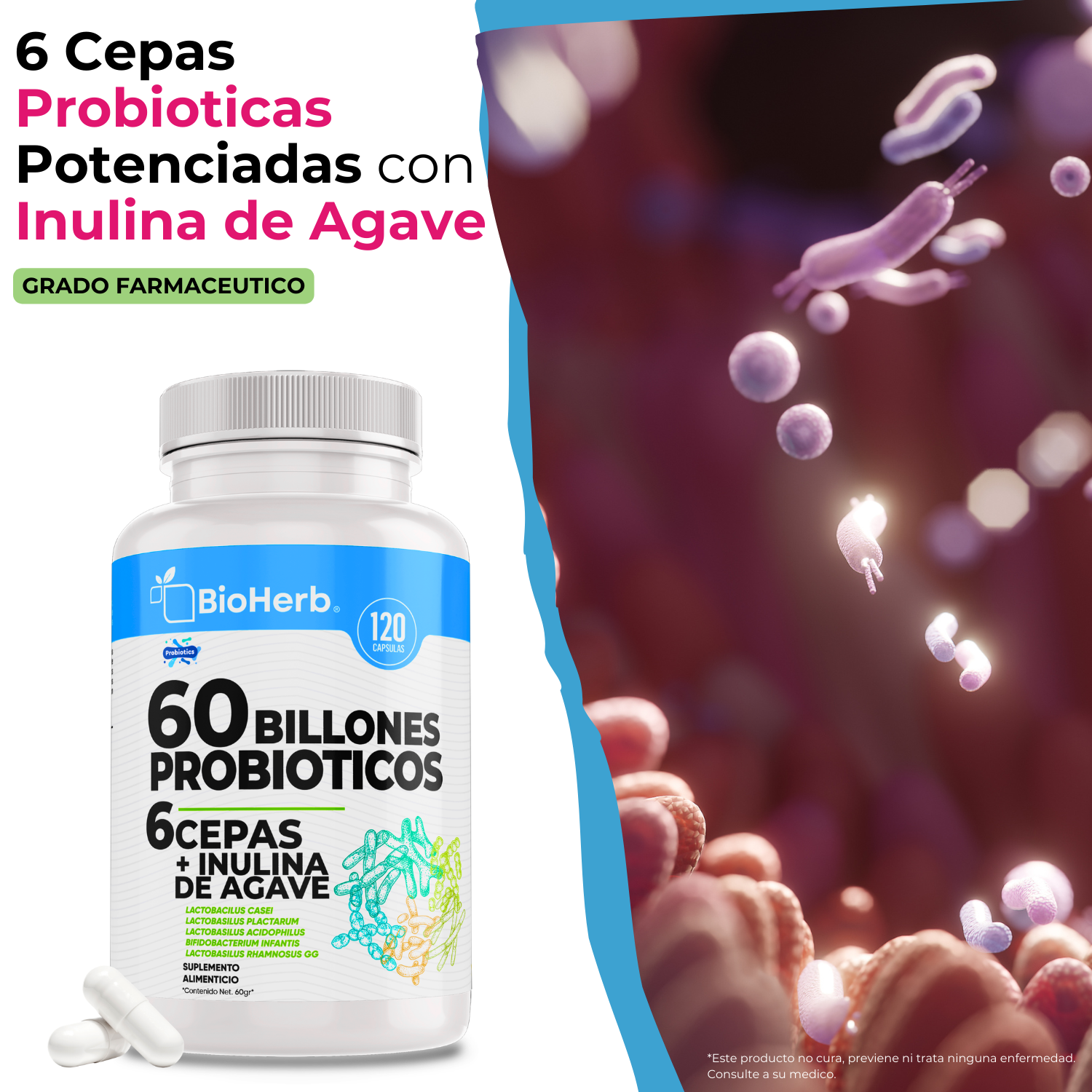 BioHerb® 60 Billones De Probioticos + Inulina De Agave