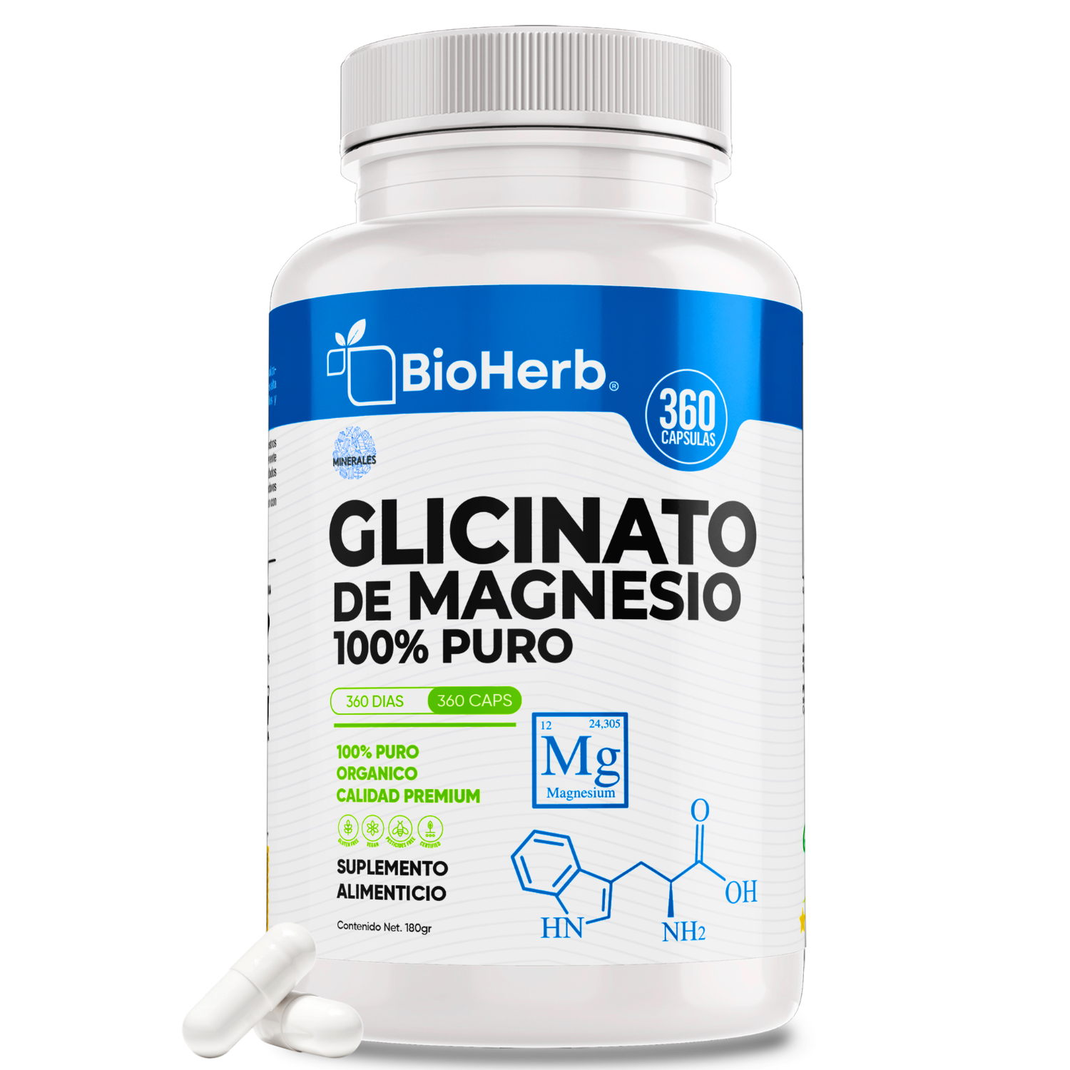 BioHerb® Glicinato de Magnesio al 16% | Soporte al Descanso y Relajación