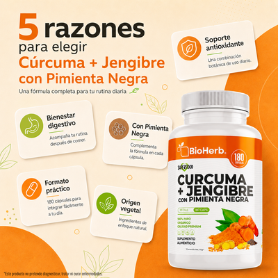 BioHerb® Cúrcuma + Jengibre | Apoyo Diario para Articulaciones y Movilidad