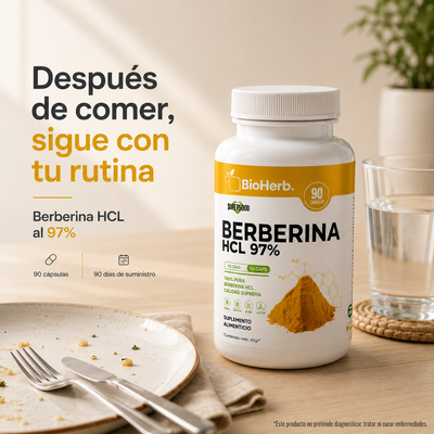 BioHerb® Berberina HCL Al 97% |  Soporte Diario Azúcar y Metabolismo