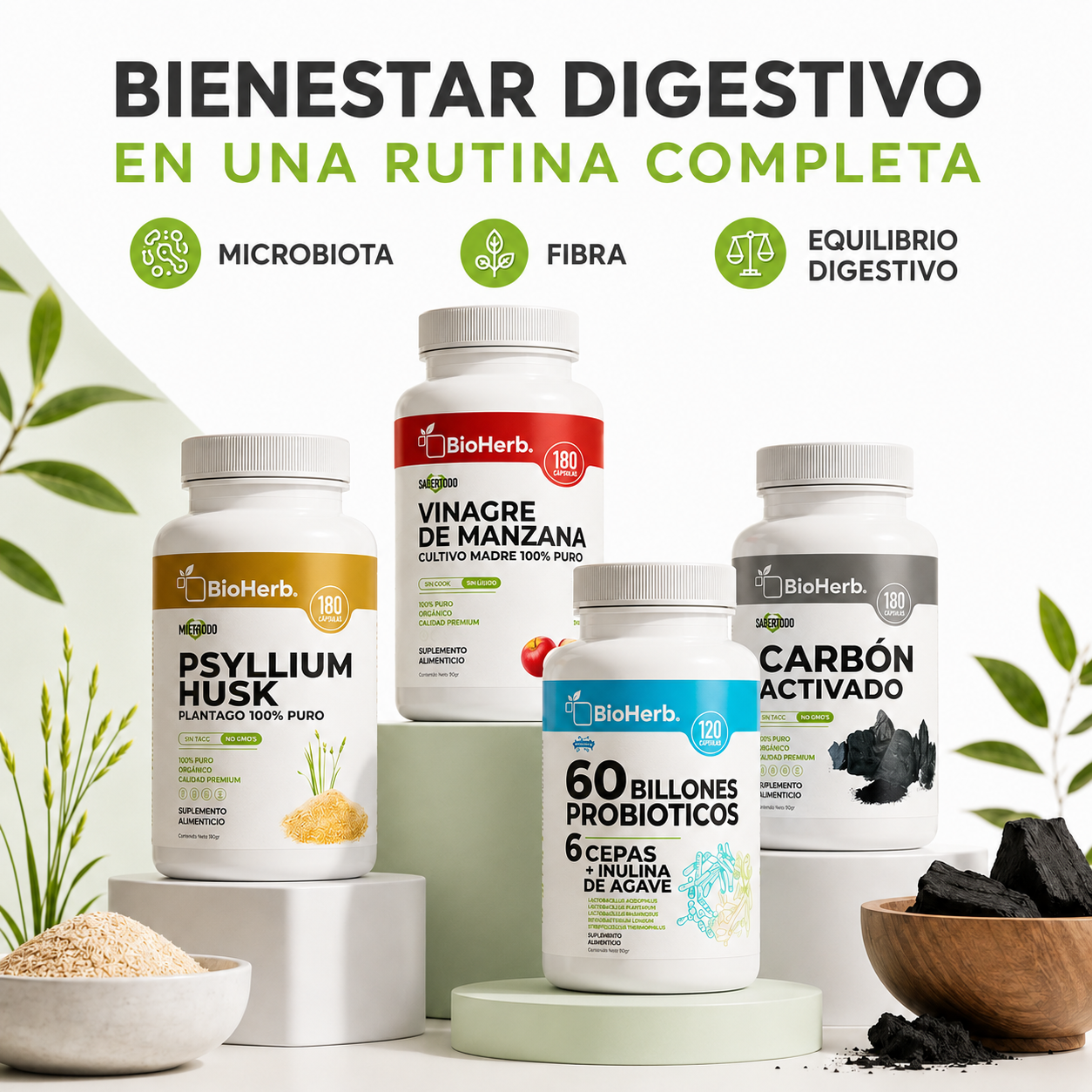 Kit Digestivo BioHerb® | Fibra, Probióticos y Bienestar Intestinal