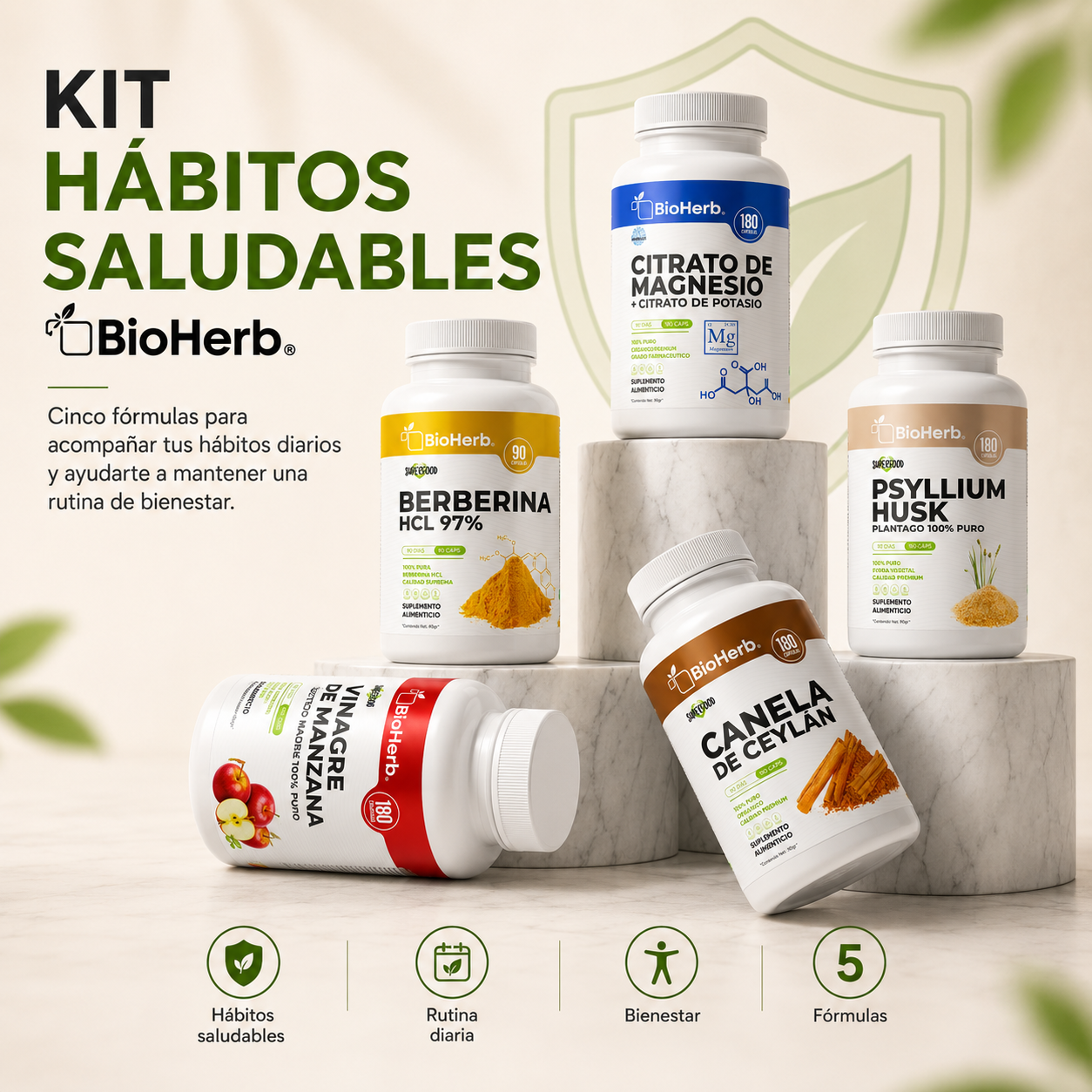 Kit Hábitos Saludables BioHerb® | Fibra, Metabolismo y Rutina Diaria