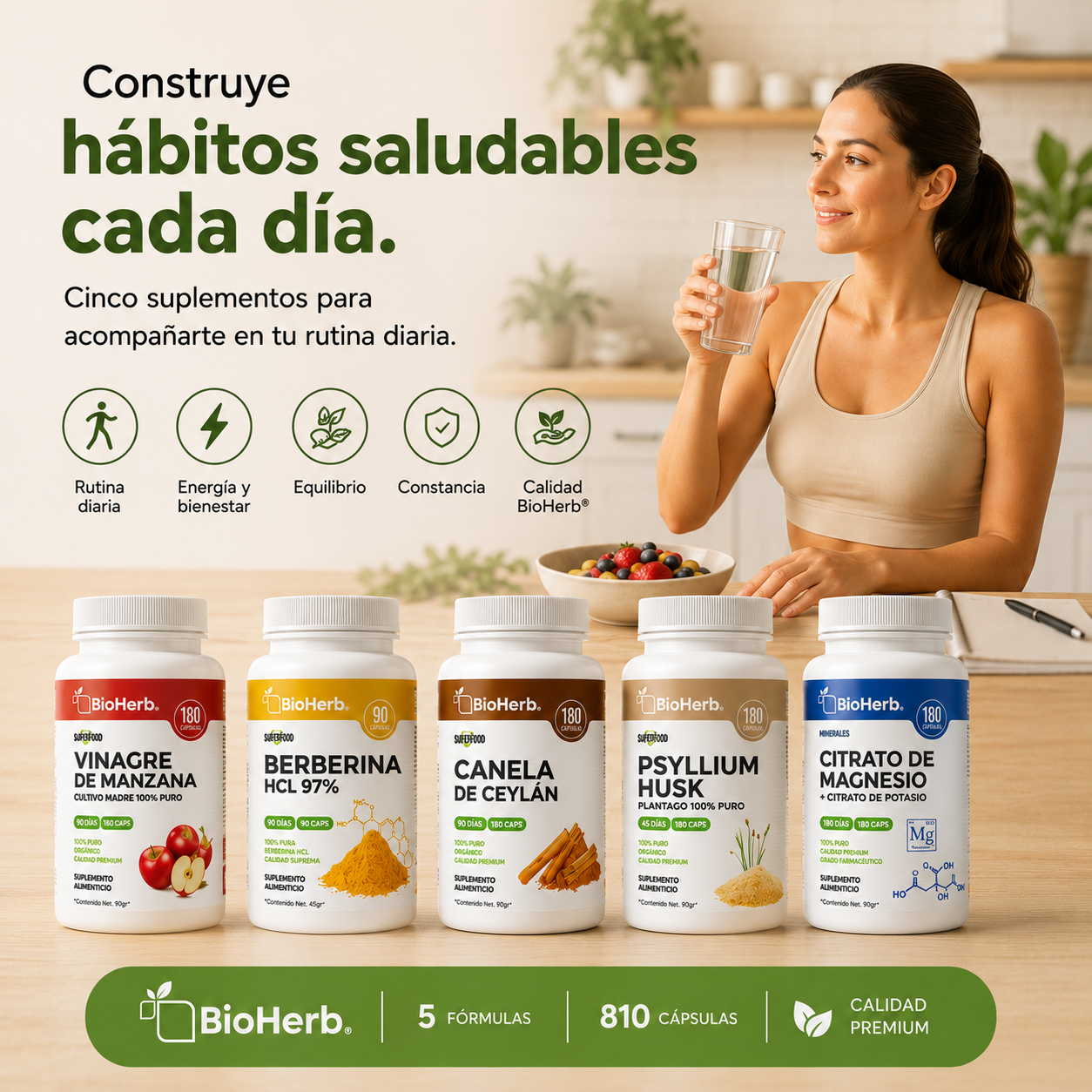 Kit Hábitos Saludables BioHerb® | Fibra, Metabolismo y Rutina Diaria