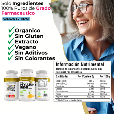 BioHerb® Psyllium Husk Plantago 100% Puro