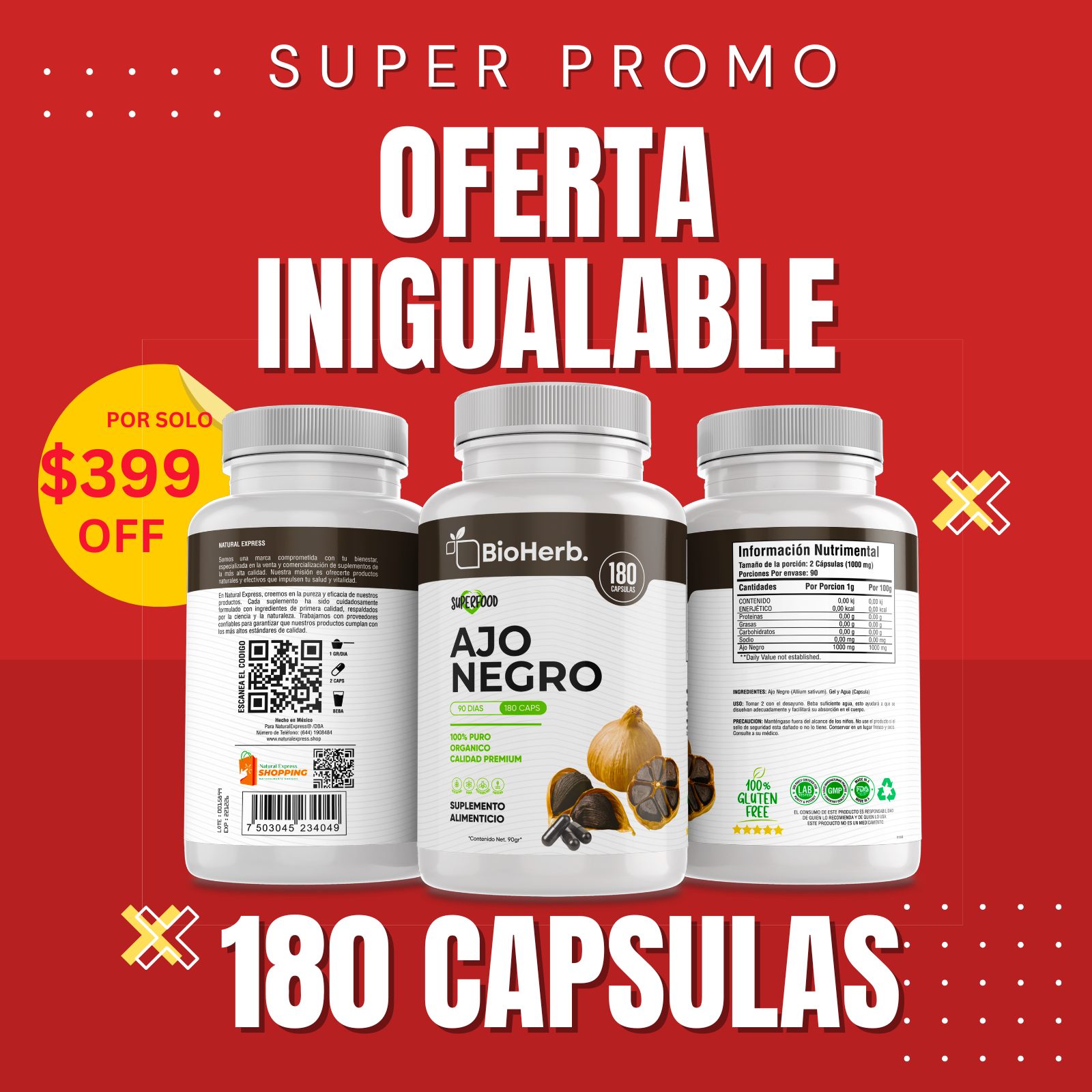 BioHerb® Ajo Negro 100% Puro