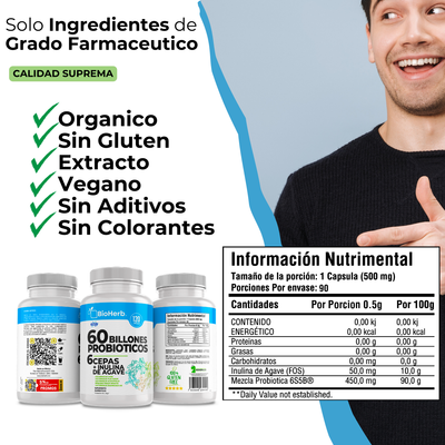 BioHerb® 60 Billones De Probioticos + Inulina De Agave