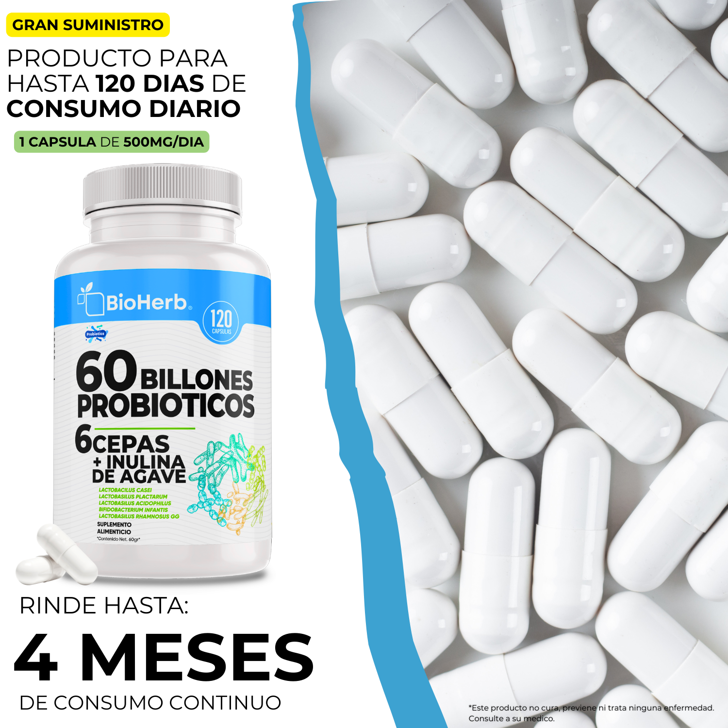 BioHerb® 60 Billones De Probioticos + Inulina De Agave
