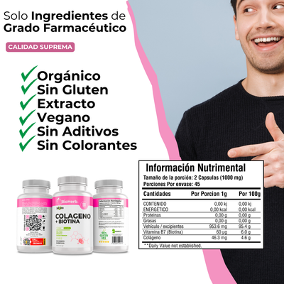 BioHerb® | Colágeno + Biotina en Softgels | Fórmula de Alta Concentración
