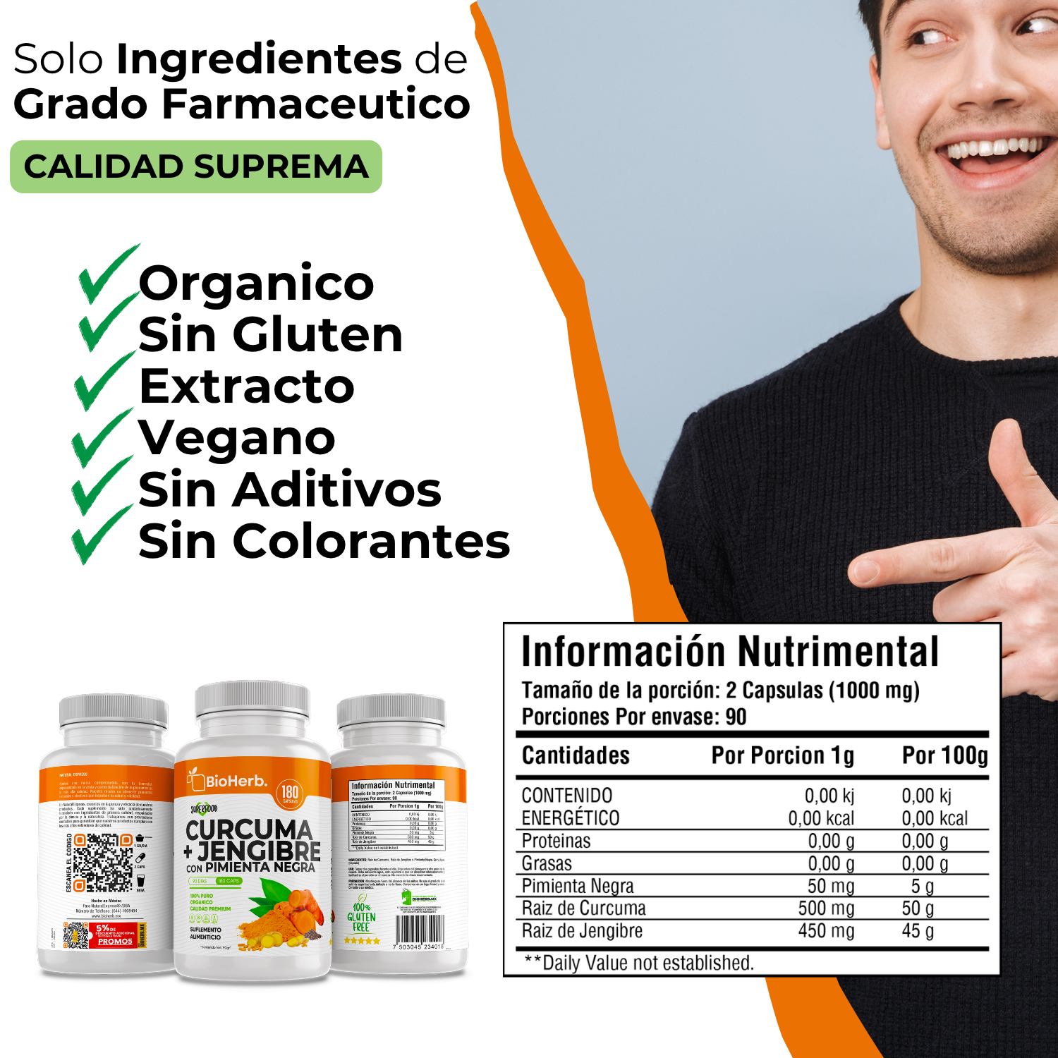 BioHerb® Cúrcuma y Jengibre con Pimienta Negra