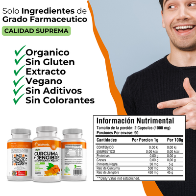 BioHerb® Cúrcuma + Jengibre | Apoyo Diario para Articulaciones y Movilidad