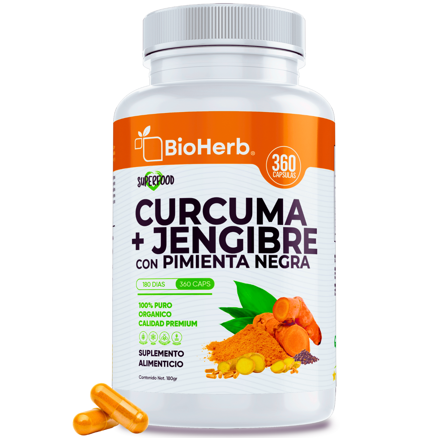 BioHerb® Cúrcuma y Jengibre con Pimienta Negra