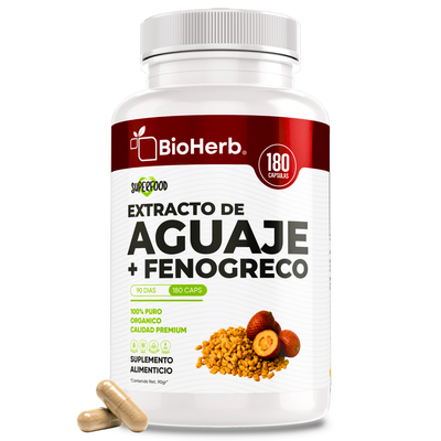 BioHerb® | Aguaje + Fenogreco | Fórmula Herbal Premium con Ingredientes de Origen Natural | 180 Cápsulas