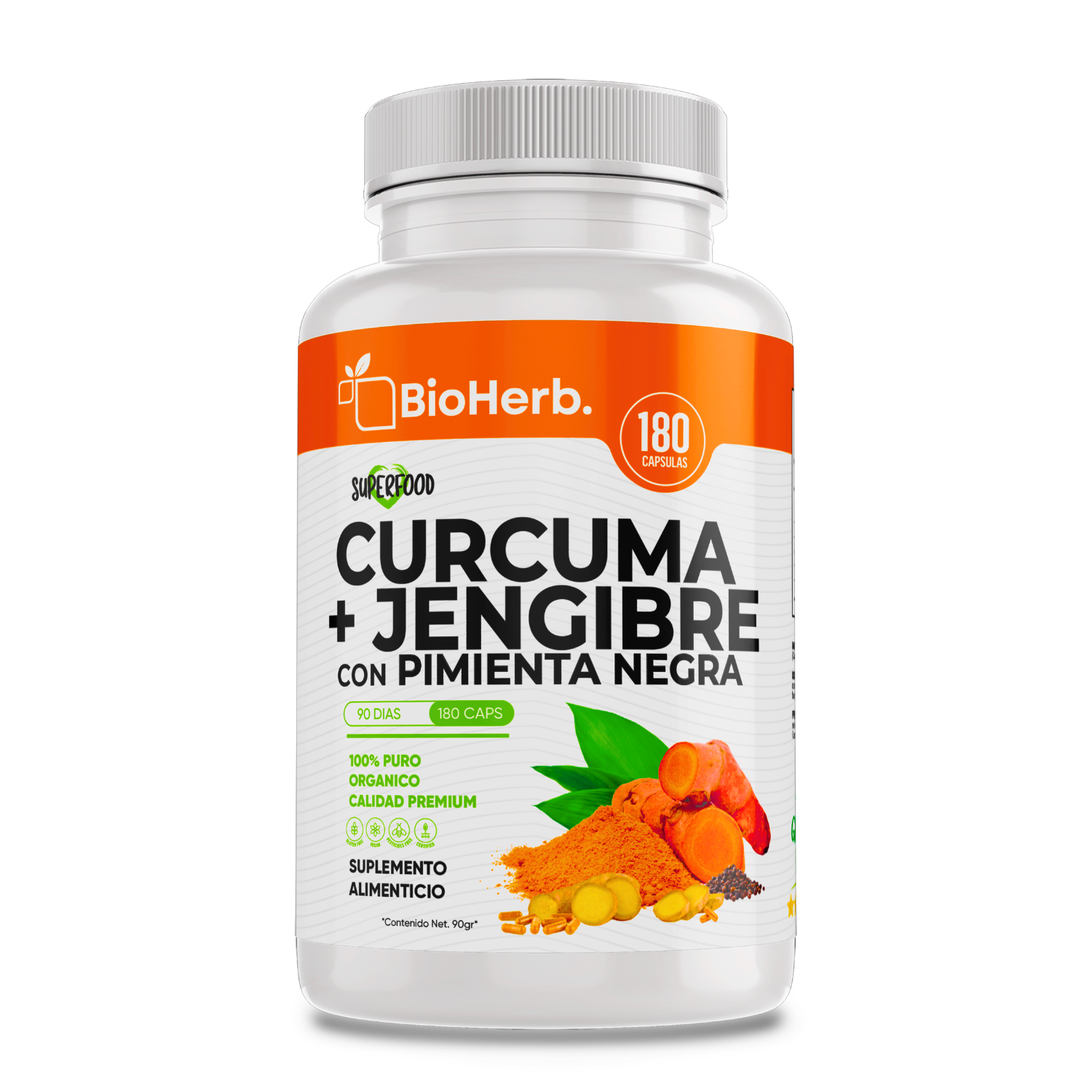 BioHerb® Cúrcuma y Jengibre con Pimienta Negra
