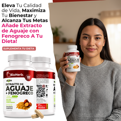BioHerb® | Aguaje + Fenogreco | Fórmula Herbal Premium con Ingredientes de Origen Natural | 180 Cápsulas