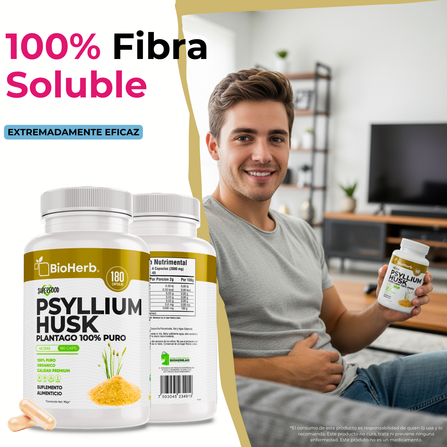 BioHerb® Psyllium Husk Plantago 100% Puro