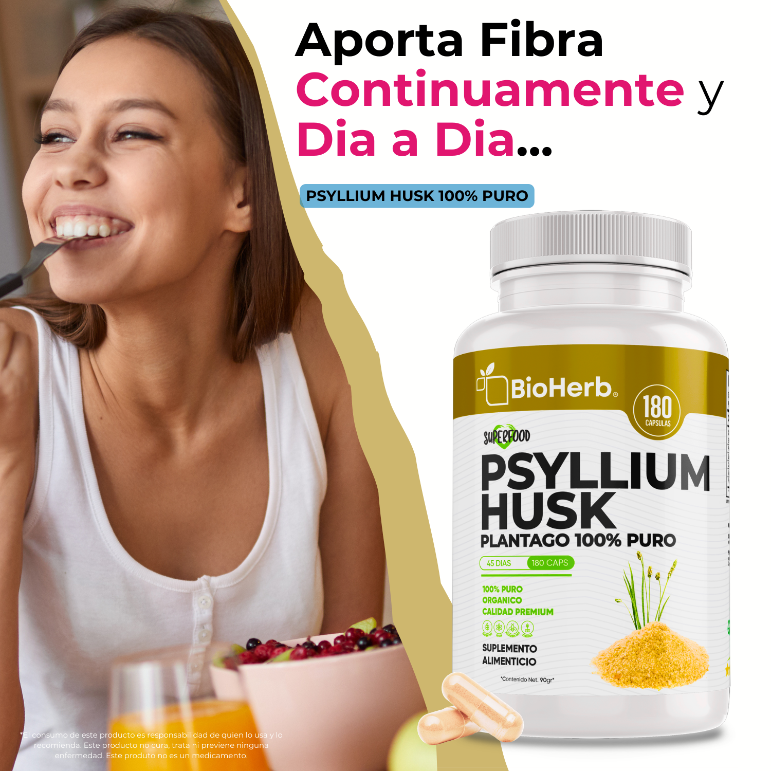 BioHerb® Psyllium Husk Plantago 100% Puro