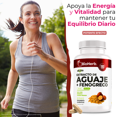 BioHerb® | Aguaje + Fenogreco | Fórmula Herbal Premium con Ingredientes de Origen Natural | 180 Cápsulas