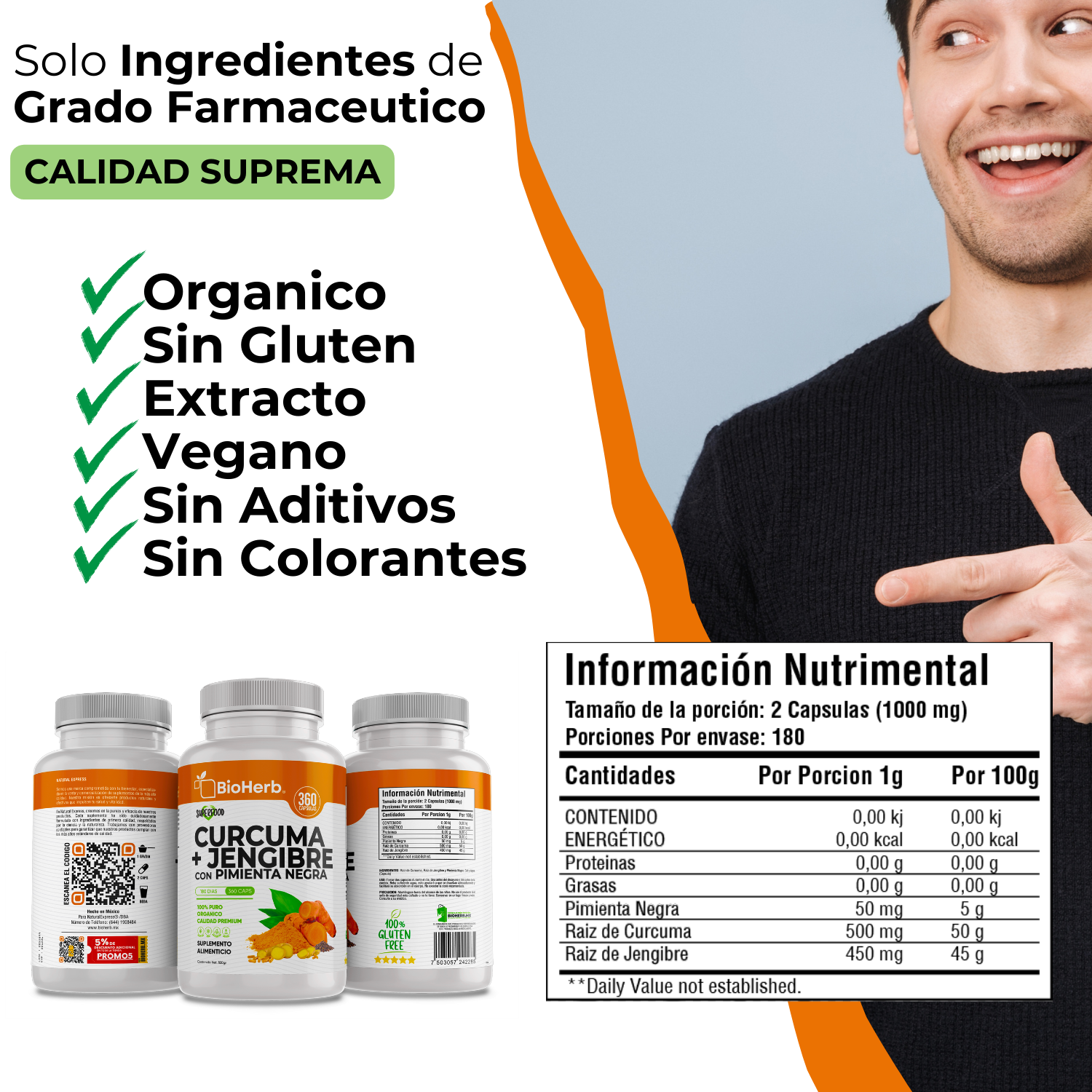 BioHerb® Cúrcuma y Jengibre con Pimienta Negra