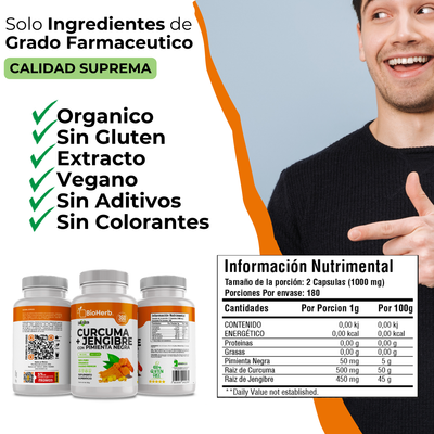 BioHerb® Cúrcuma y Jengibre con Pimienta Negra