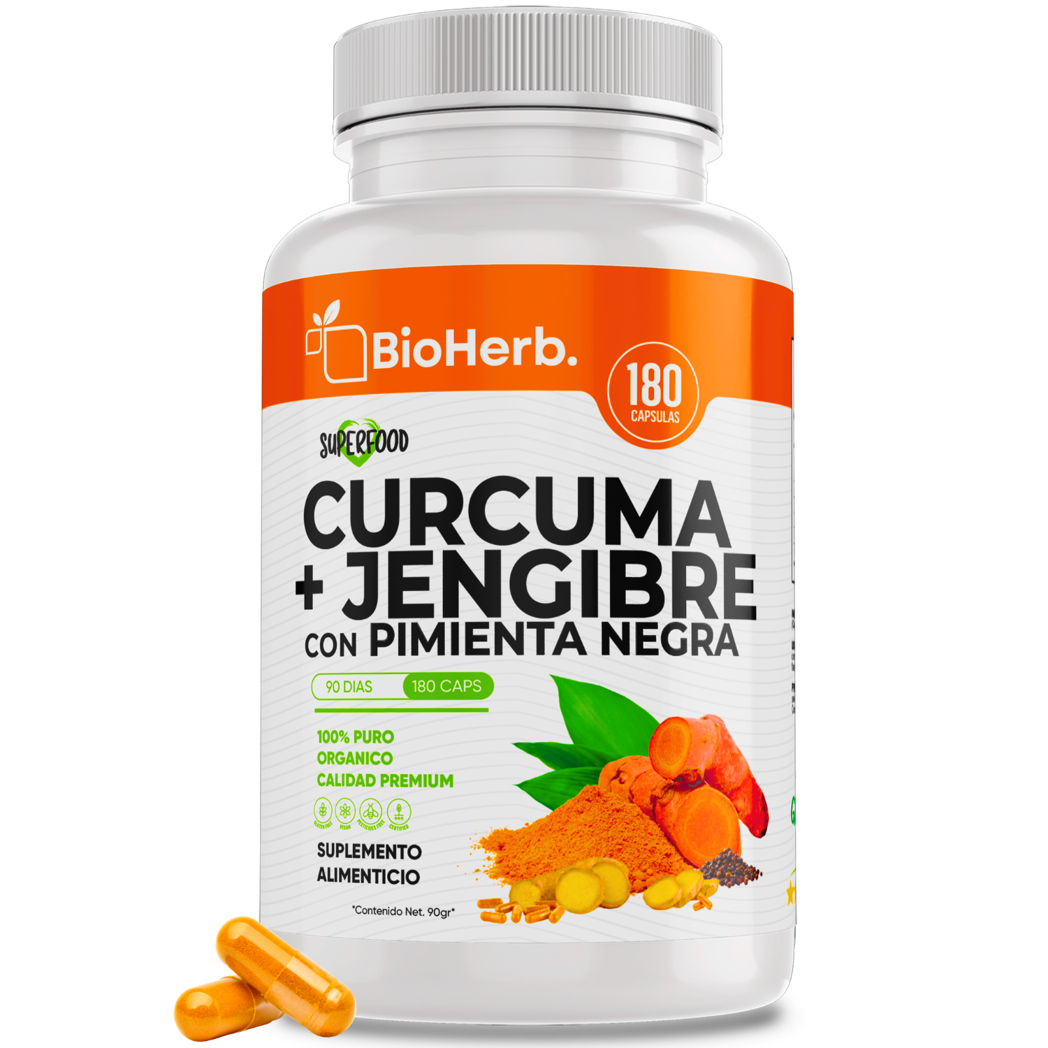 BioHerb® Cúrcuma y Jengibre con Pimienta Negra